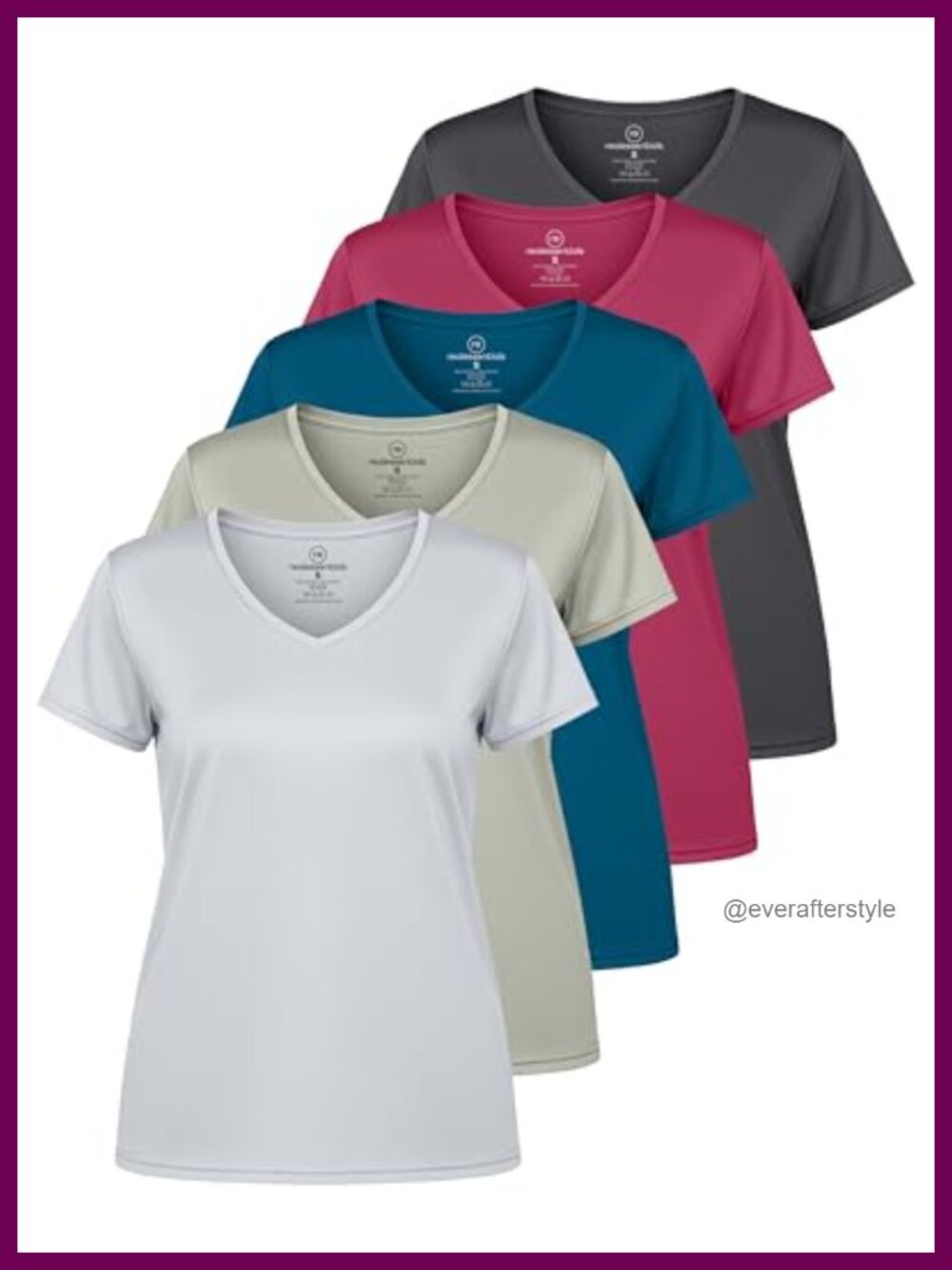 Women's Dry-Fit V-Neck Short Sleeve Workout T-Shirt Yoga Top 5 Pack Plus Size